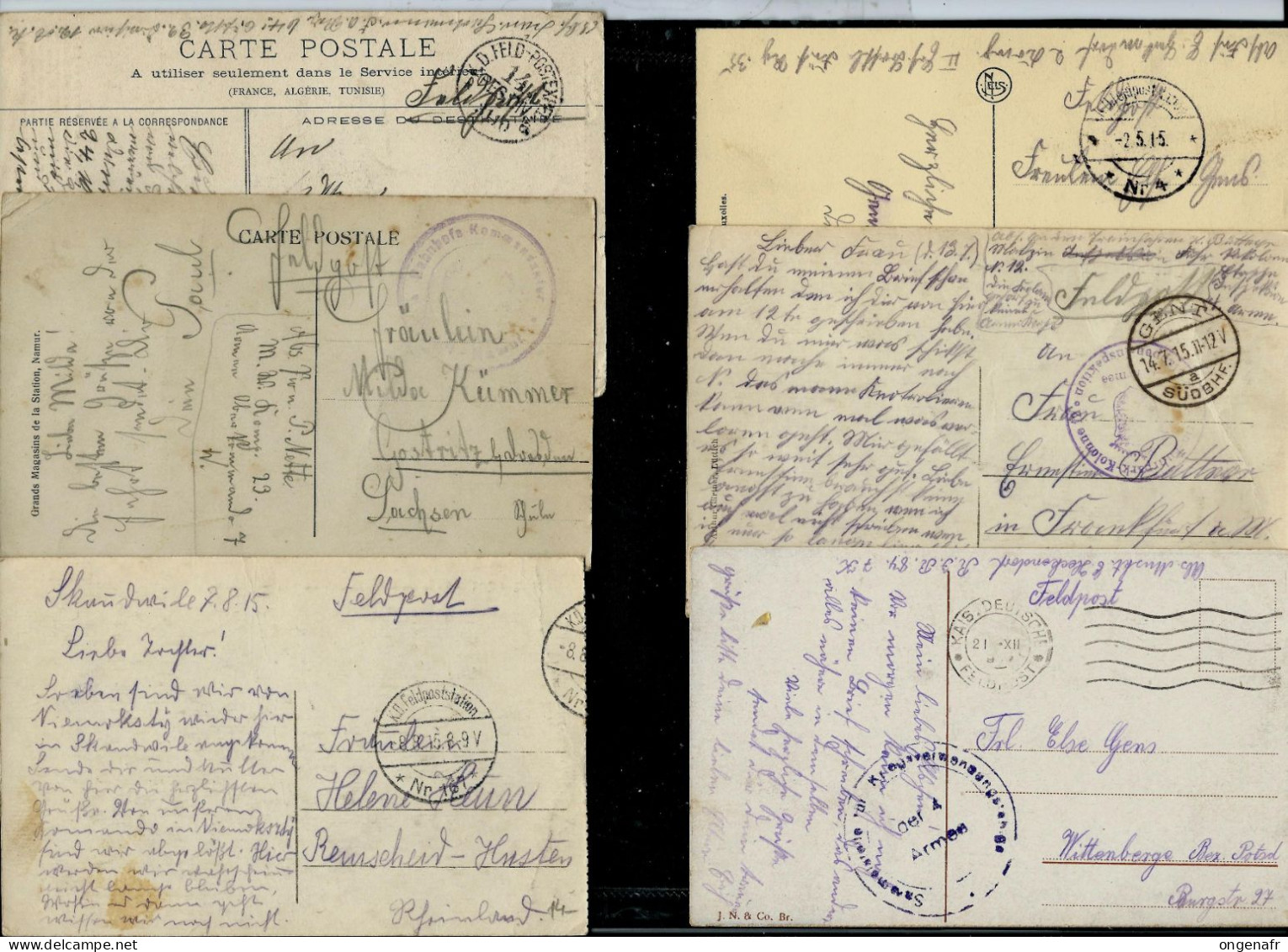 Lot De 6 Carte-vues  Avec Obl. 14/18 En Franchise Militaire - Legerstempels