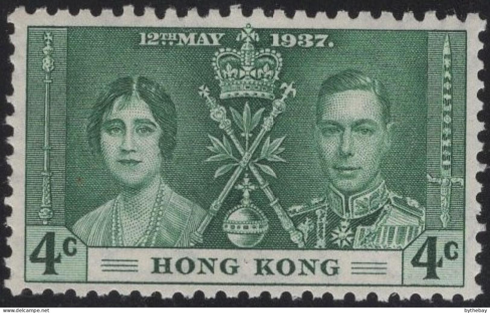 Hong Kong 1937 MNH Sc 151 4c KGVI Coronation Perf Faults - Neufs