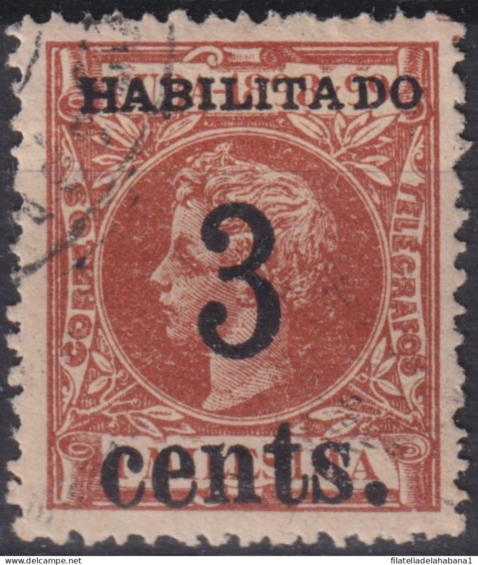 1899-662 CUBA US OCCUPATION 1899 3c S 1ml FIRST ISSUE PUERTO PRINCIPE. SMALL “3” DANGEROUS PHILATELIC FORGUERY FALSO. - Gebraucht