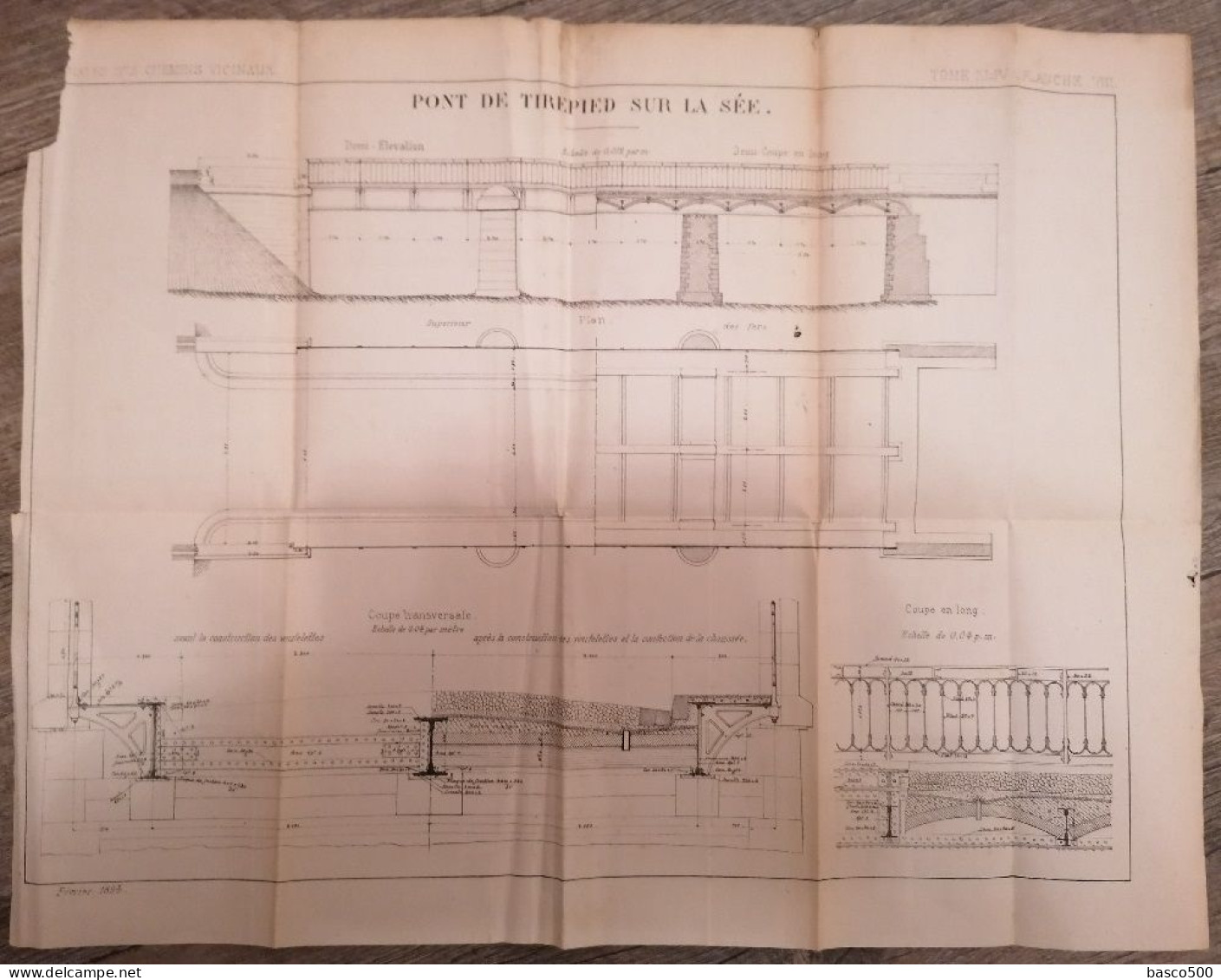 1894 TIREPIED (50) PONT De TIREPIED Sur La SEE Grand Plan Technique - Obras Públicas