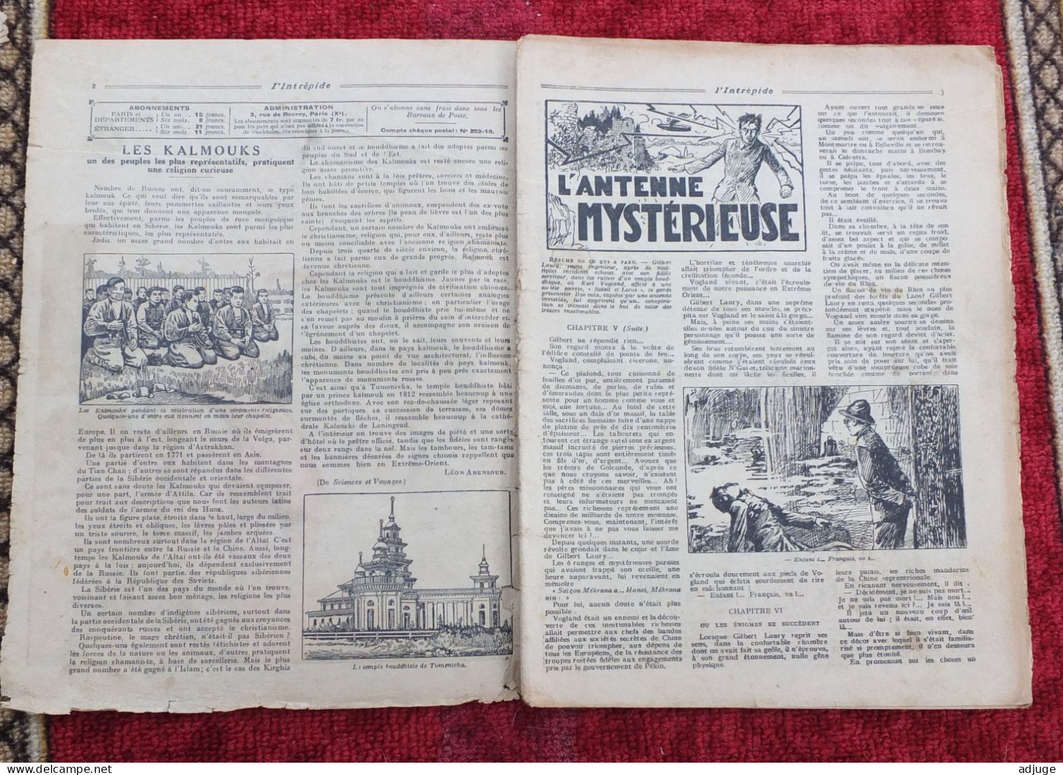 L'INTRÉPIDE -  N° 1027 - 27 Avril 1930- AVENTURES- SPORTS-VOYAGES - Le Mystère Du Cirque Du Dragon * 6 Scans** - L'Intrépide