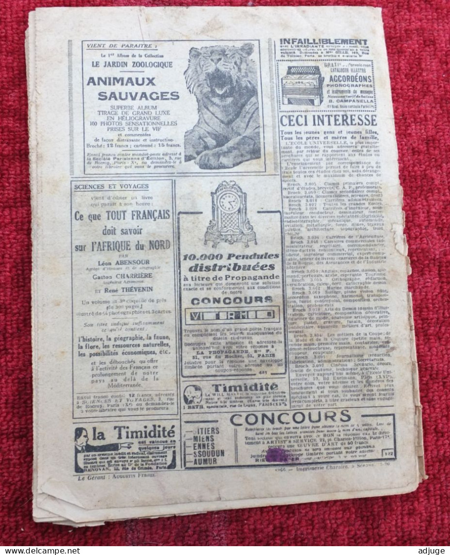 L'INTRÉPIDE -  N° 1027 - 27 Avril 1930- AVENTURES- SPORTS-VOYAGES - Le Mystère Du Cirque Du Dragon * 6 Scans** - L'Intrépide