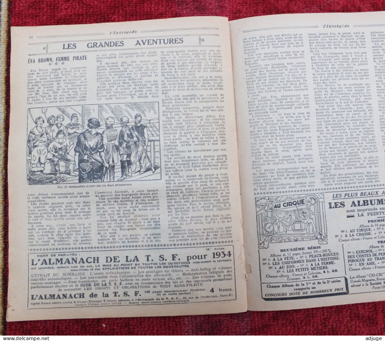 L'INTRÉPIDE -  N° 1211- 5 Novembre 1933* AVENTURES- SPORTS-VOYAGES - Le Rôdeur Des Nuits Sans Lune * 7 Scans** - L'Intrépide