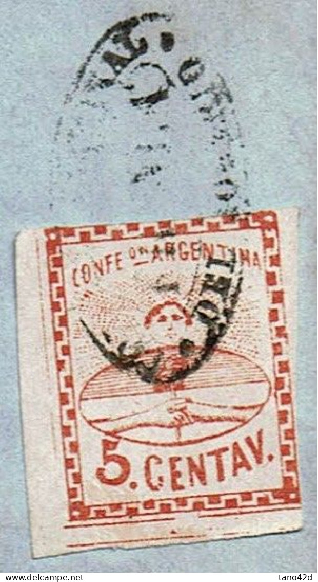 CTN83 - ARGENTINE CONFEDERATION 5c TYPE II GRAND CHIFFRE SUR LETTRE SANS CONTENU ROSARIO 20/9/1860 - Brieven En Documenten