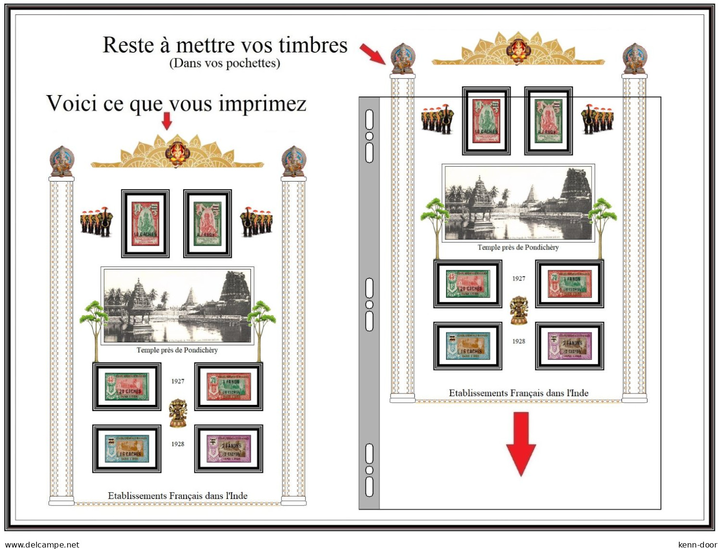 Etablissements dans l' INDE  Albums de timbres à imprimer  EDITION 2023