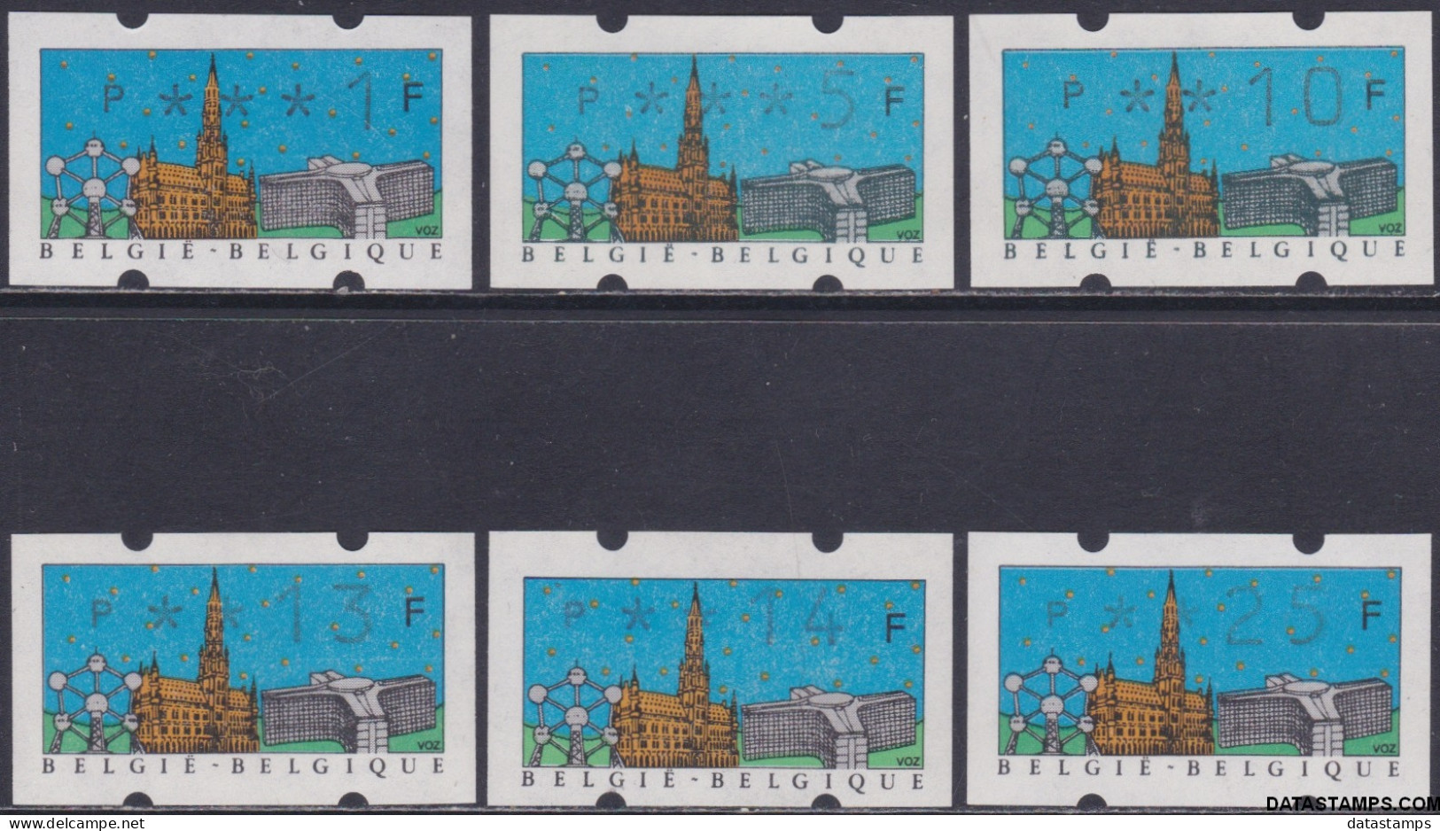 België 1990 - Mi:autom 22 II, Yv:TD 30, OBP:ATM 81 Set, Machine Stamp - XX - Belgica 80 - Nuevos