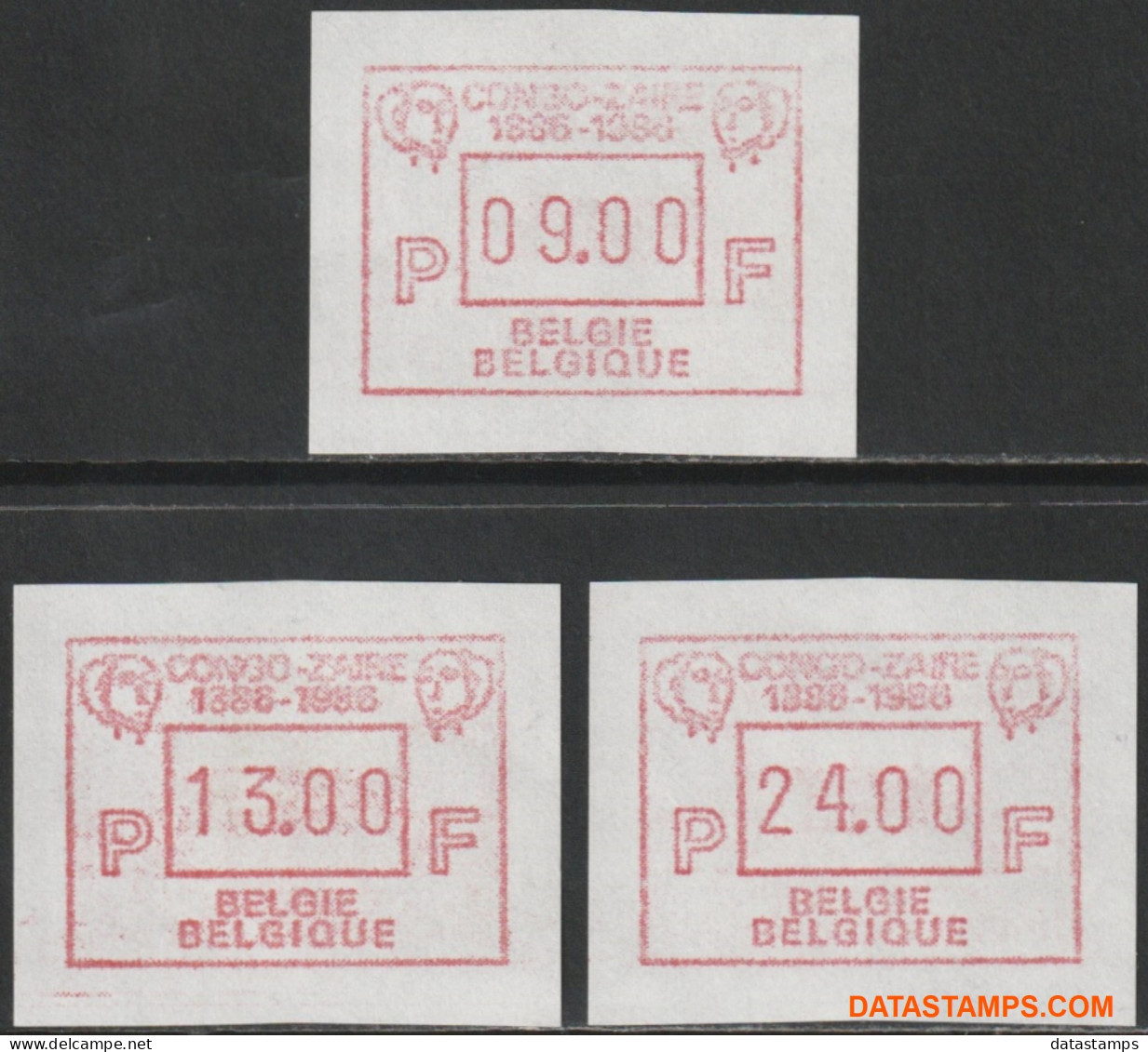 België 1986 - Mi:autom 5, Yv:TD 11, OBP:ATM 62 Set, Machine Stamp - XX - Congo Zaire With Decimal Point - Neufs