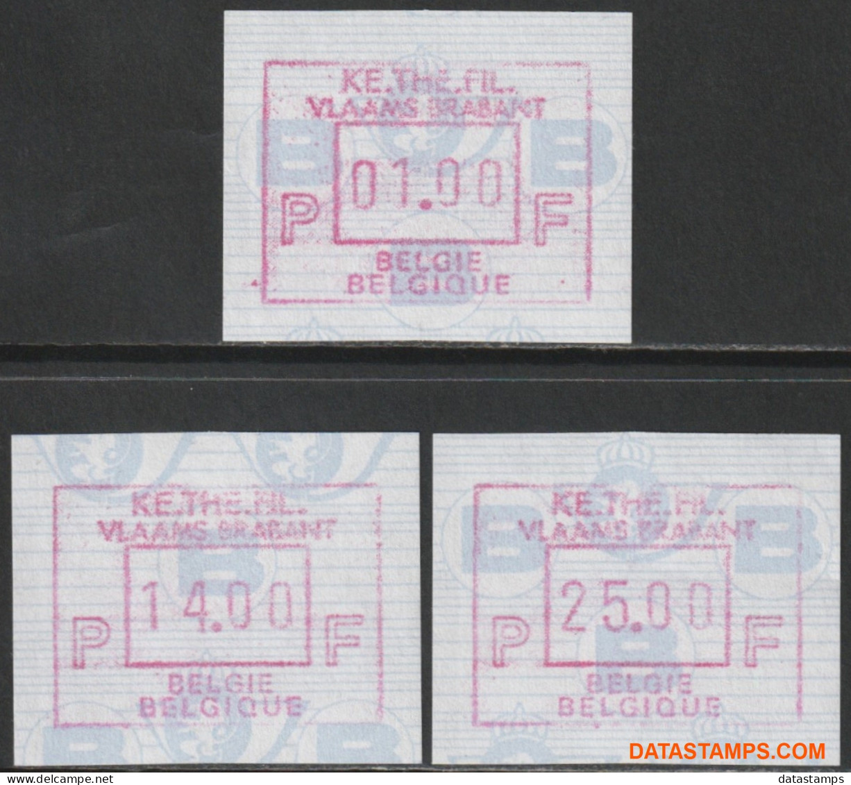 België 1990 - Mi:autom 23, Yv:TD 31, OBP:ATM 82 Set, Machine Stamp - XX - Ke.the.fil. - Neufs