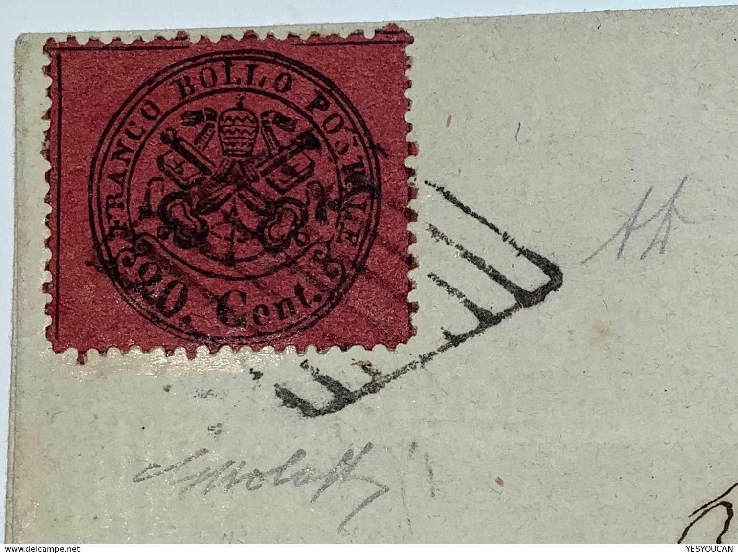 Stato Pontificio Sa.27 SPL ! (EX PROVERA) TIVOLI 1868 Lettera>Spoleto, Cert Bolaffi (Pontifical States Cover - Papal States