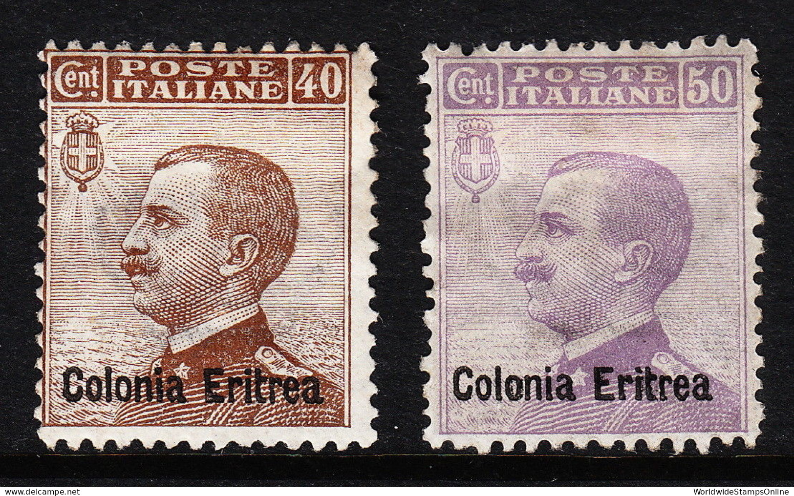 ERITREA — SCOTT 42,43 — 1916 40c, 50c VALUES — MH — SCV $71.00 - Eritrée