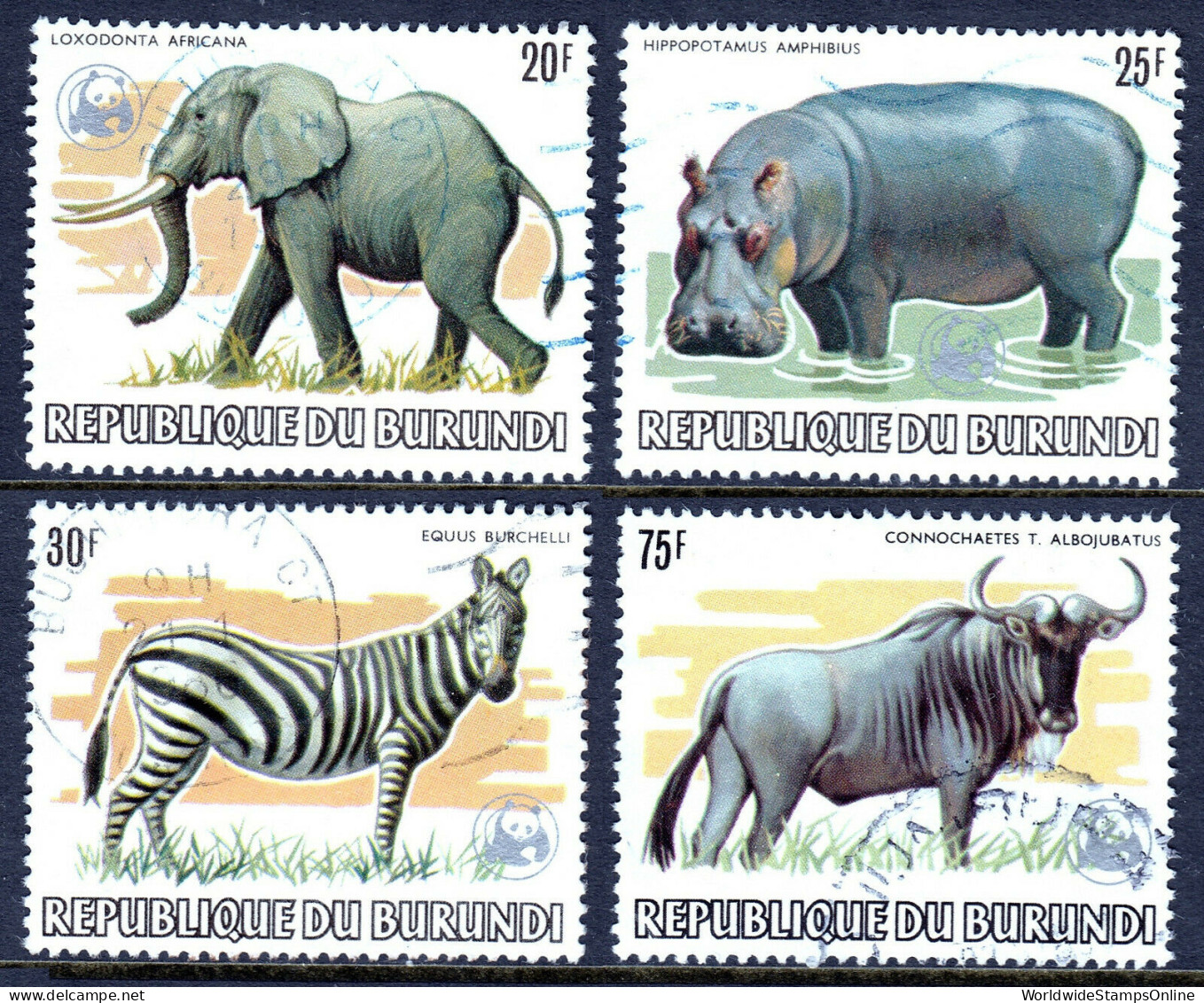 BURUNDI — SCOTT 593a//600a — 1983 WWF WILDLIFE OVPT ISSUE — USED — SCV $180 - Oblitérés