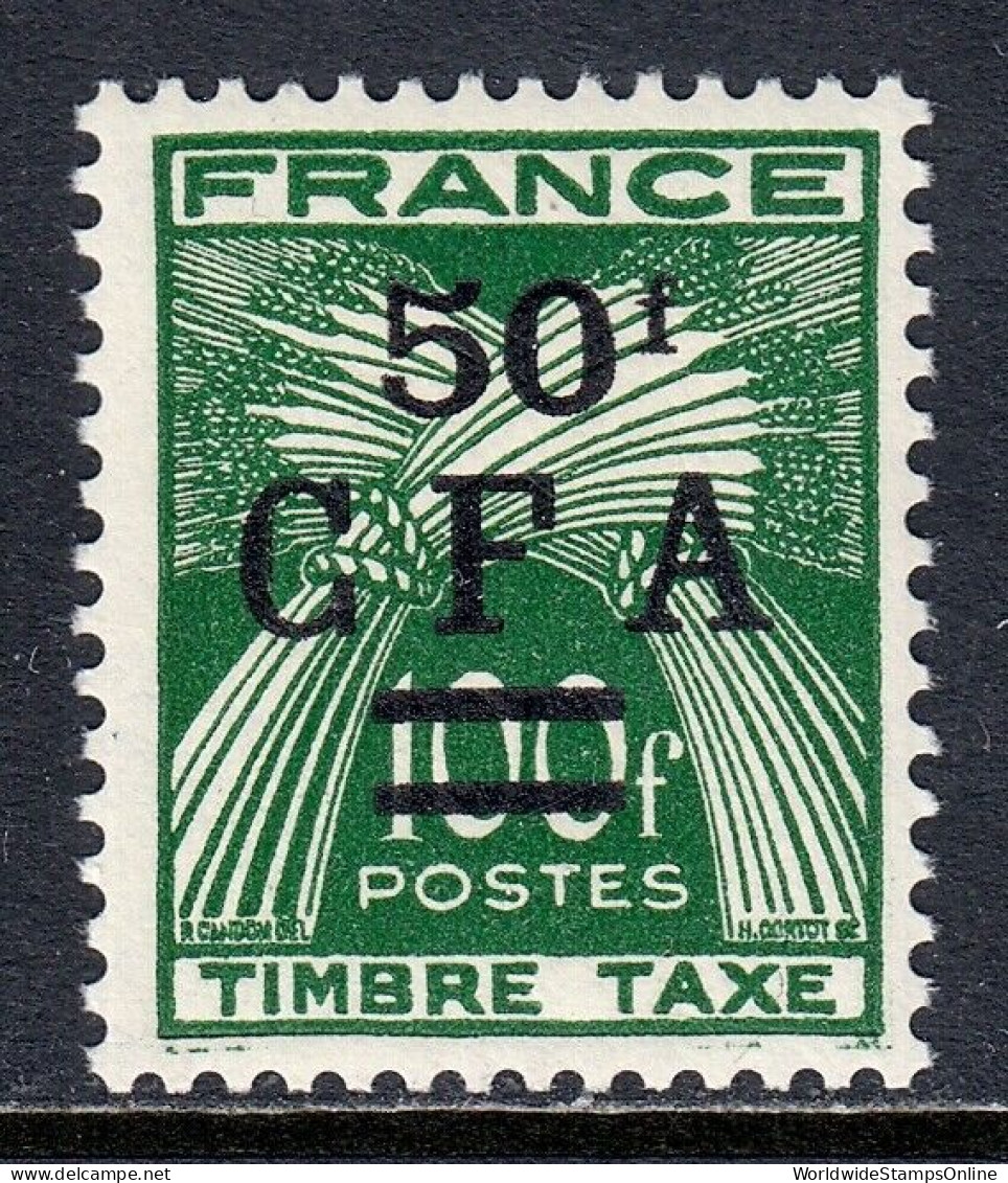 FRANCE (REUNION) — SCOTT J44 — 1953 50fr ON 100fr POSTAGE DUE — MNH — SCV $29 - Postage Due