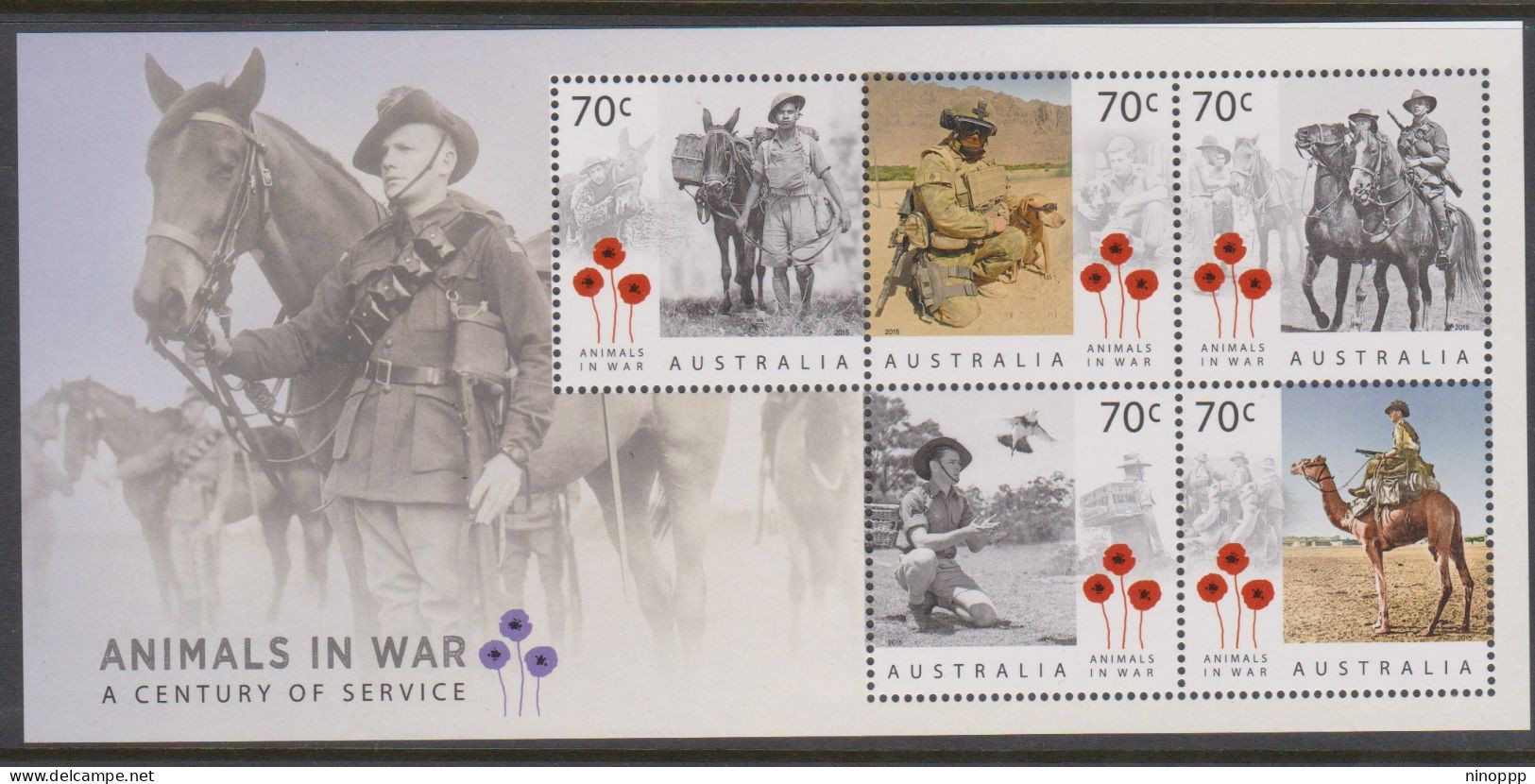 Australia ASC 3351MS 2015 Animals In War, Miniature Sheet,mint Never Hinged - Sonstige & Ohne Zuordnung