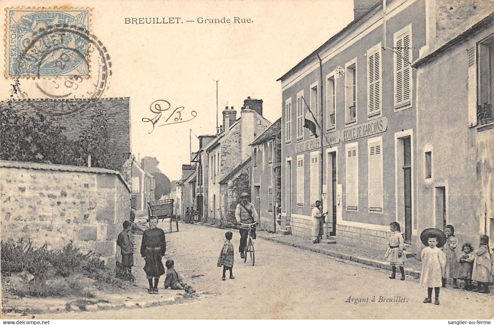 CPA 91 BREUILLET GRANDE RUE / ECOLE DE FILLES / ECOLE DE GARCONS - Other & Unclassified