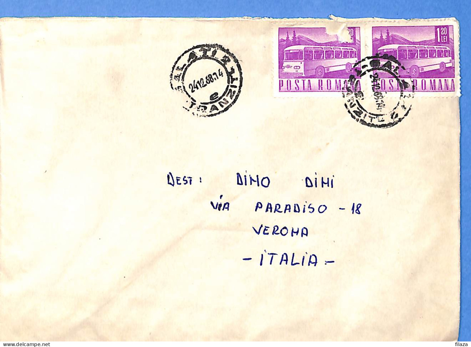Lettre : Romania To Italy Singer DINO L00120 - Briefe U. Dokumente