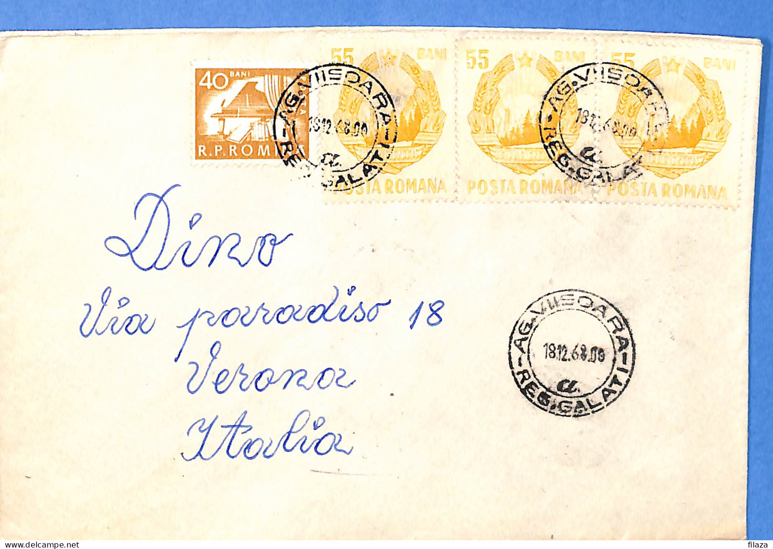 Lettre : Romania To Italy Singer DINO L00148 - Briefe U. Dokumente