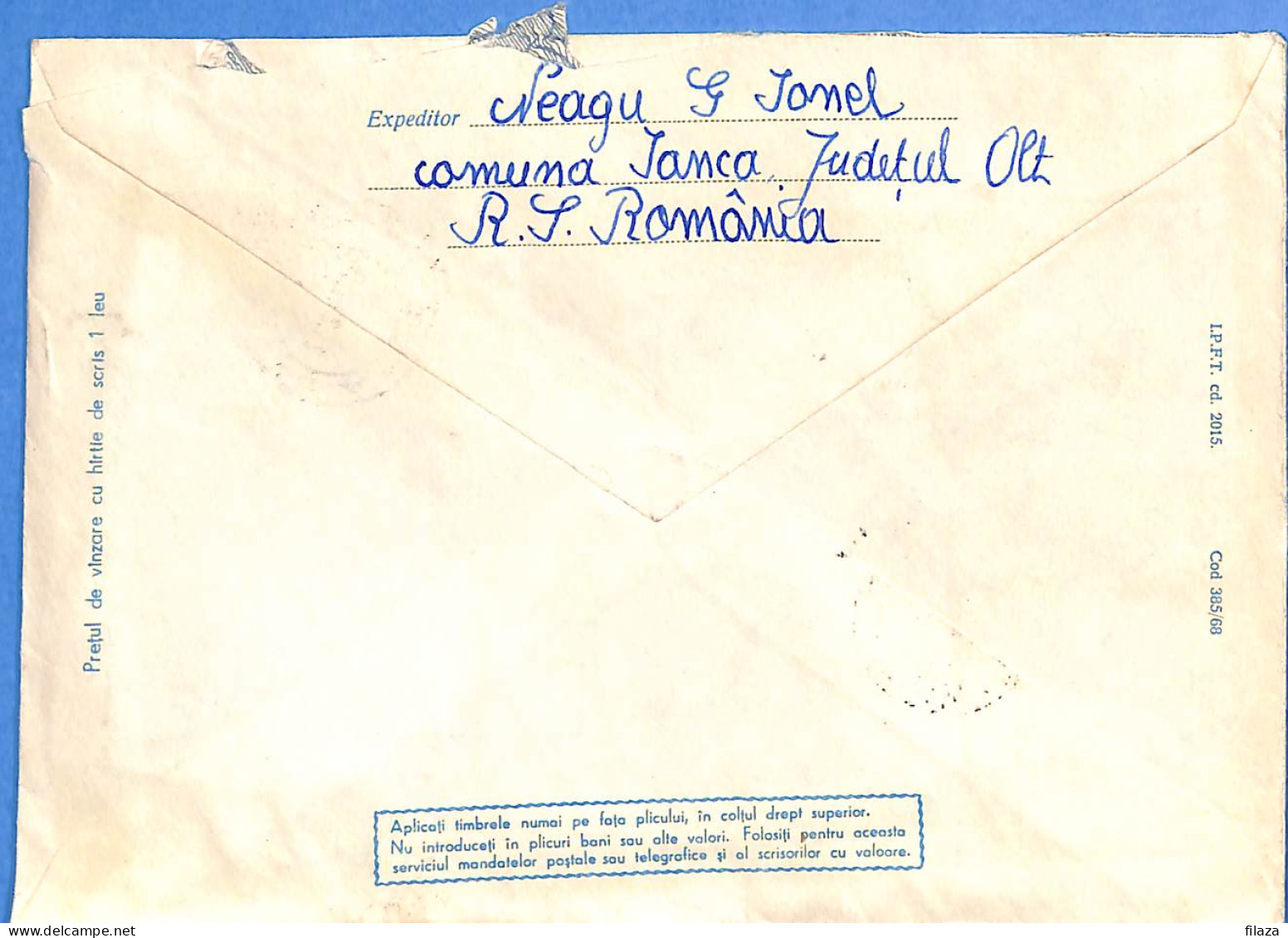 Lettre : Romania To Italy Singer DINO L00163 - Covers & Documents