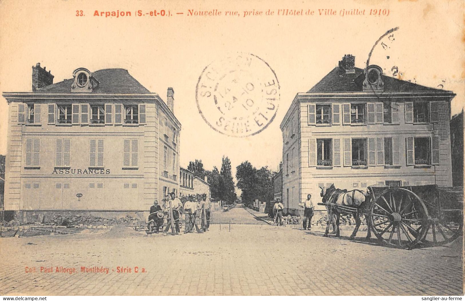 CPA 91 ARPAJON / NOUVELLE RUE / PRISE DE L'HOTEL DE VILLE / JUILLET 1910 - Arpajon