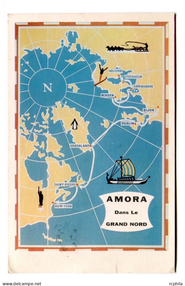 RC 24765 FINLANDE 1957 CROISIERE AMORA CARTE PUBLICITAIRE - DANS LE GRAND NORD HELSINKI - POUR TULLINS ISERE FRANCE - Briefe U. Dokumente