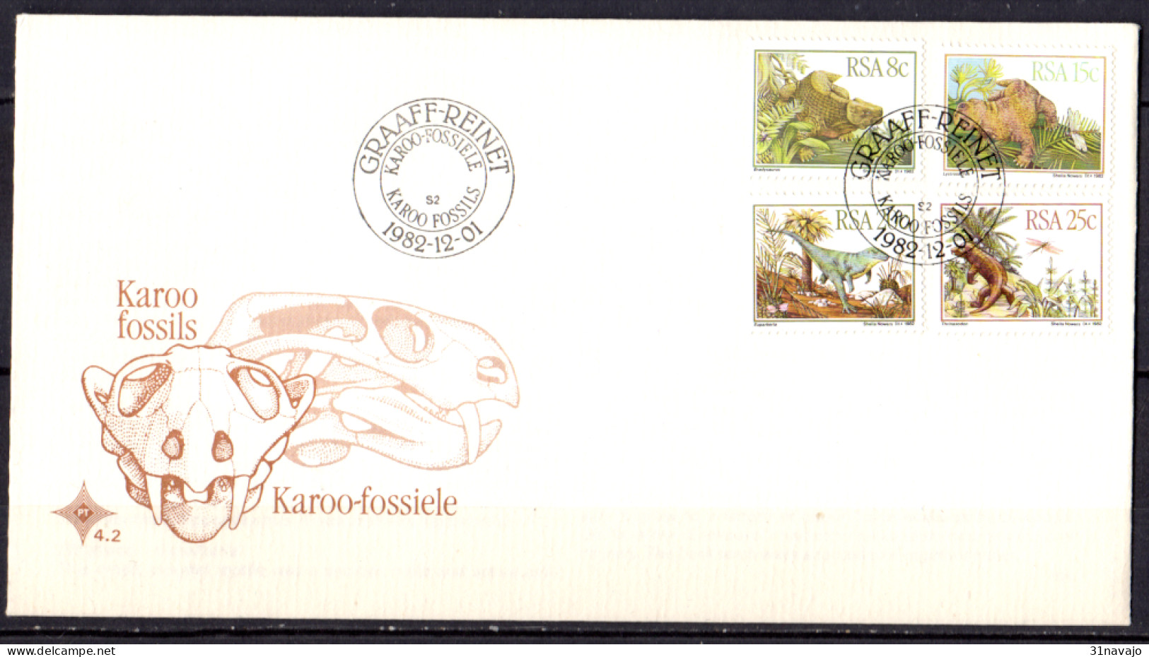 AFRIQUE DU SUD - Animaux Préhistoriques FDC - FDC