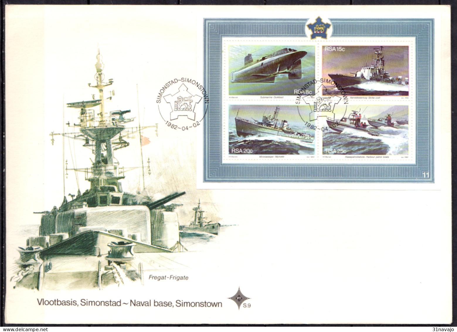 AFRIQUE DU SUD - Base Navale De Simonstown Feuillet FDC - FDC