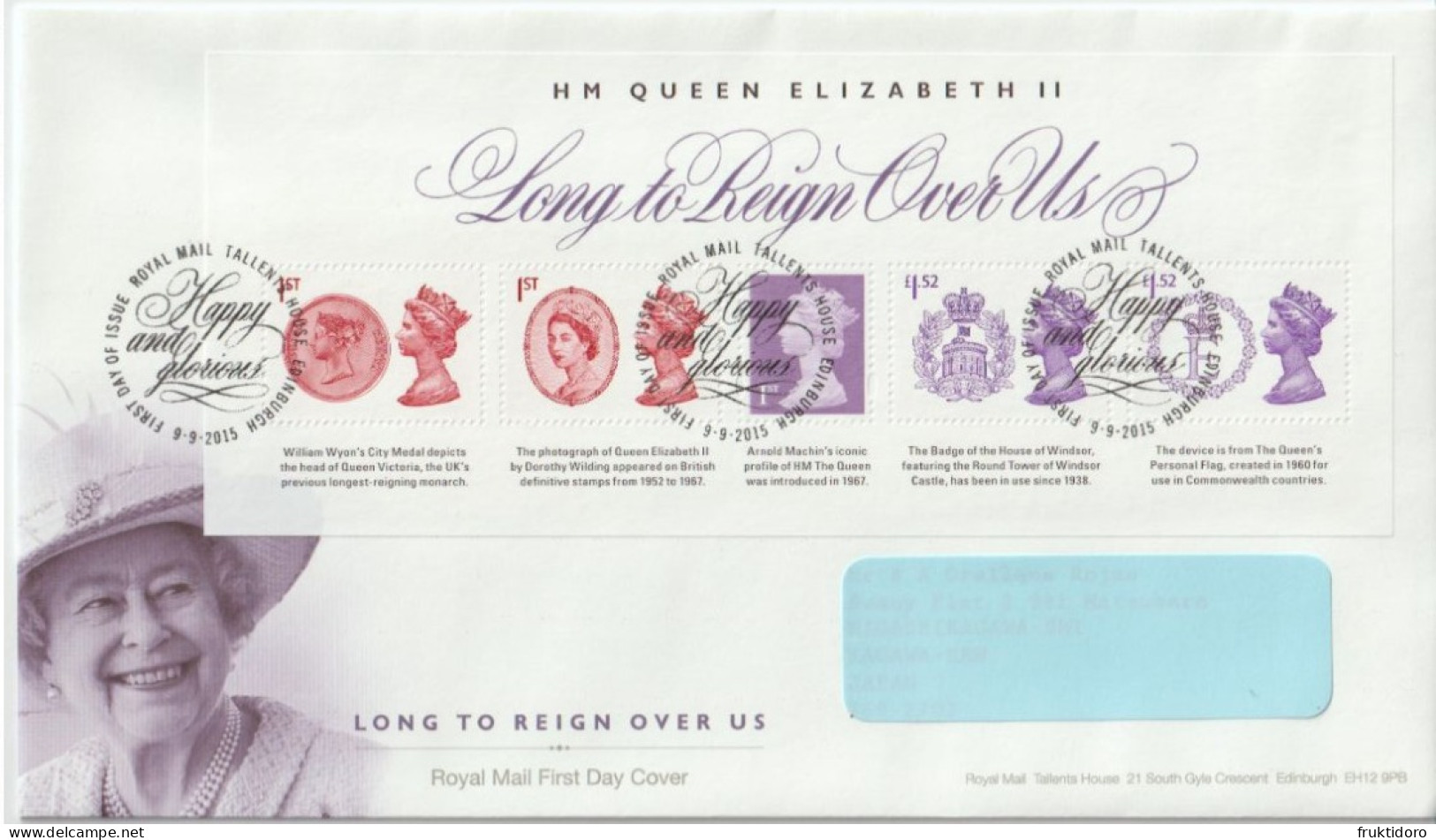 United Kingdom FDC Mi Block 96 Queen Elizabeth II - Long To Reign Over Us - Cancellation Tallents House - 2015 - 2011-2020 Em. Décimales