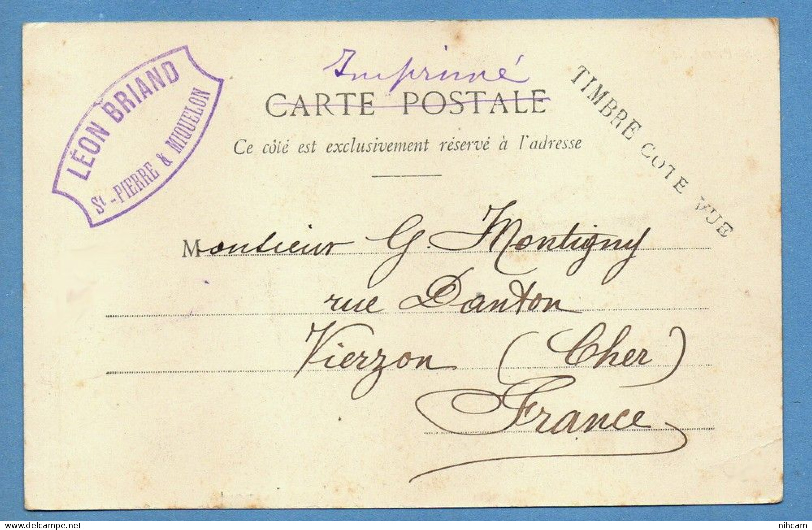 Saint Pierre Et Miquelon N° 62 Seul Sur CPA Goélettes Dans Le Port Type 15 St Pierre 1905 > France Vierzon, Voilier (R) - Lettres & Documents