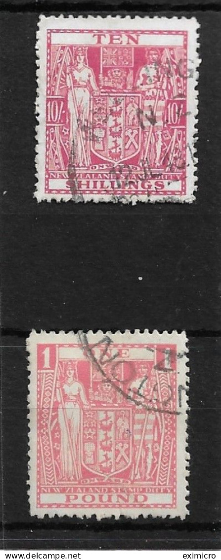 NEW ZEALAND 1940 - 1958 10s, £1 POSTAL FISCALS SG F201,F203 FINE USED Cat £10.50 - Steuermarken/Dienstmarken