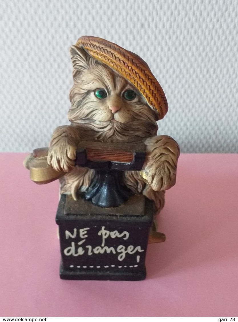 Statuette Chat NIGRI, (ITALIE) "ne Pas Déranger"  Peinture Au Pinceau - Gatti