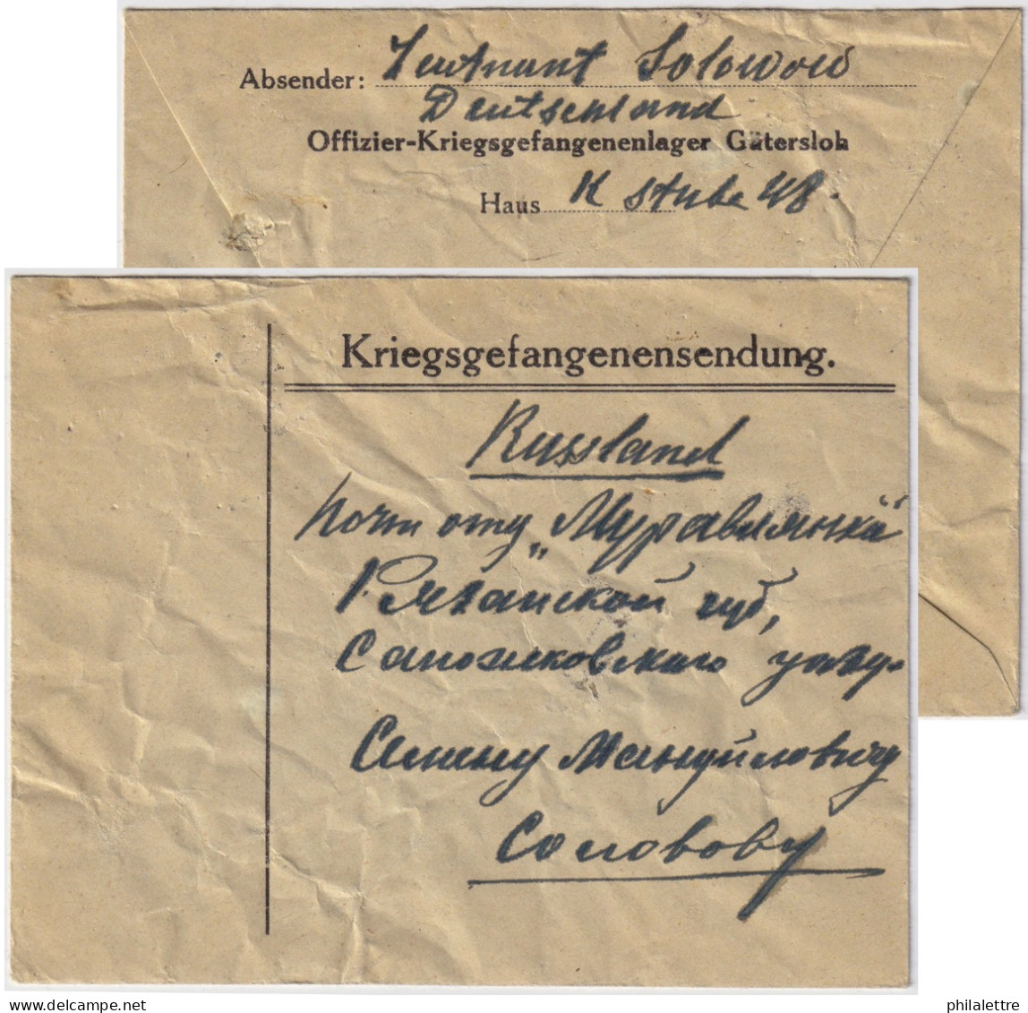 ALLEMAGNE / GERMANY - WWI POW Cover Printed For The GÄTERSLOB Oflag Addressed To Russia - No Postal Marks - Briefe U. Dokumente