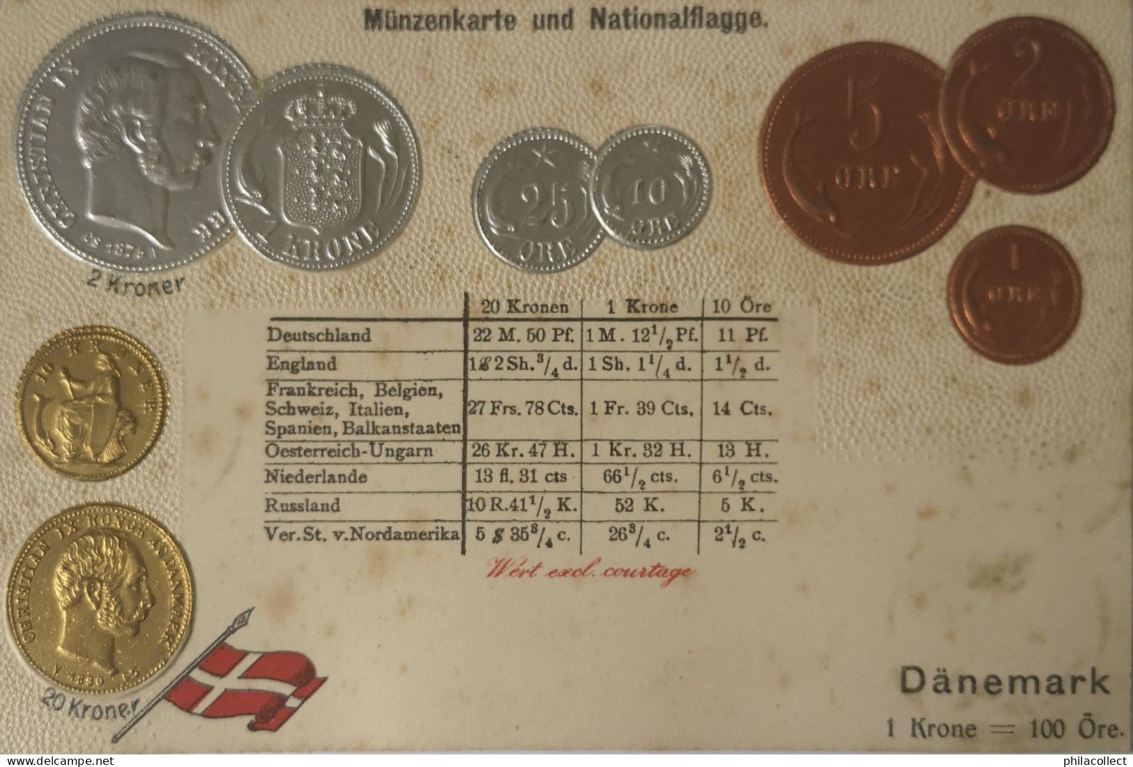 Danemark - Danmark // Münzkarte Prägedruck - Coin Card Embossed  19?? STAINS! - Denmark