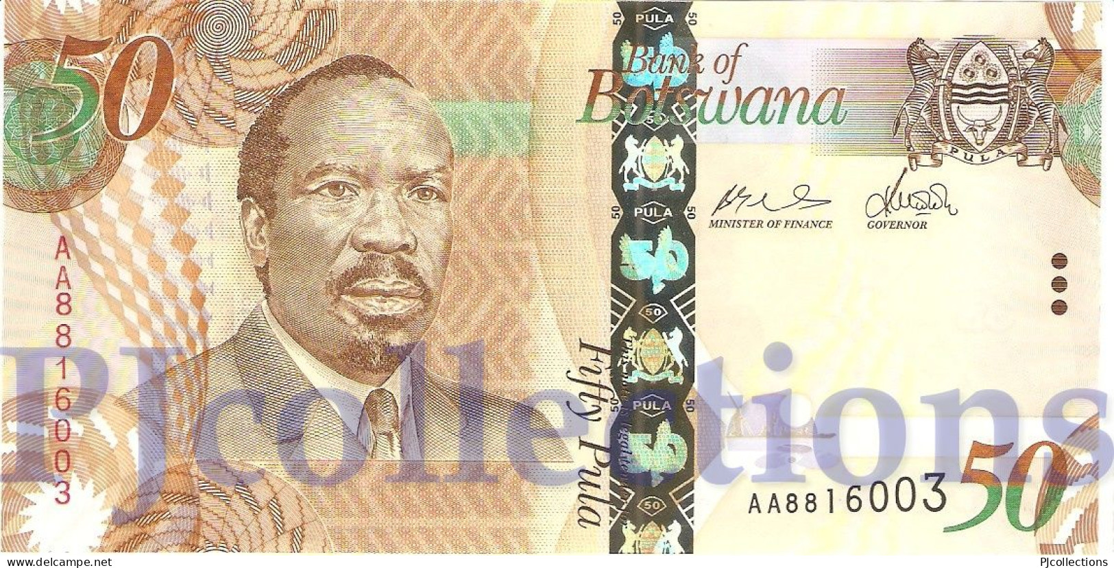 BOTSWANA 50 PULA 2009 PICK 32a UNC PREFIX "AA" - Botswana