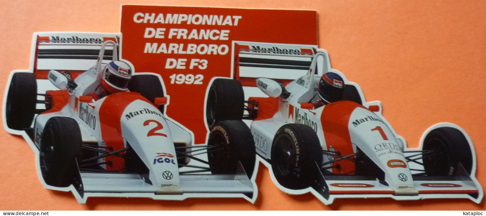 AUTOCOLLANT STICKER - 1992 - CHAMPIONNAT DE FRANCE MARLBORO DE F3 - COURSE AUTOMOBILE - Sonstige & Ohne Zuordnung