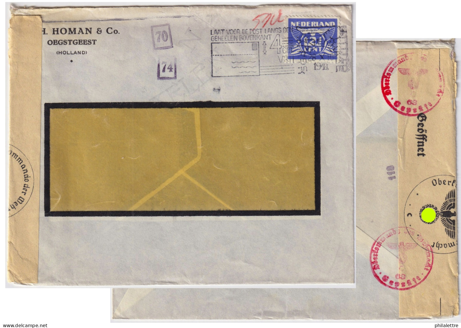 PAYS-BAS / THE NETHERLANDS - 1942 Mi.383 12-1/2c Blue On German Censored Cover From 'S-GRAVENHAGE To STOCKHOLM, Sweden - Cartas & Documentos