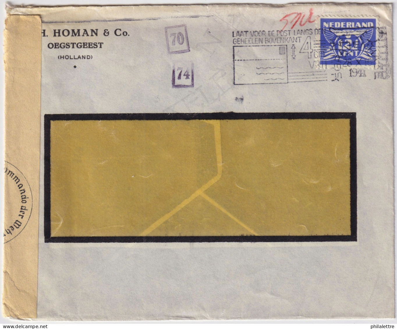 PAYS-BAS / THE NETHERLANDS - 1942 Mi.383 12-1/2c Blue On German Censored Cover From 'S-GRAVENHAGE To STOCKHOLM, Sweden - Lettres & Documents