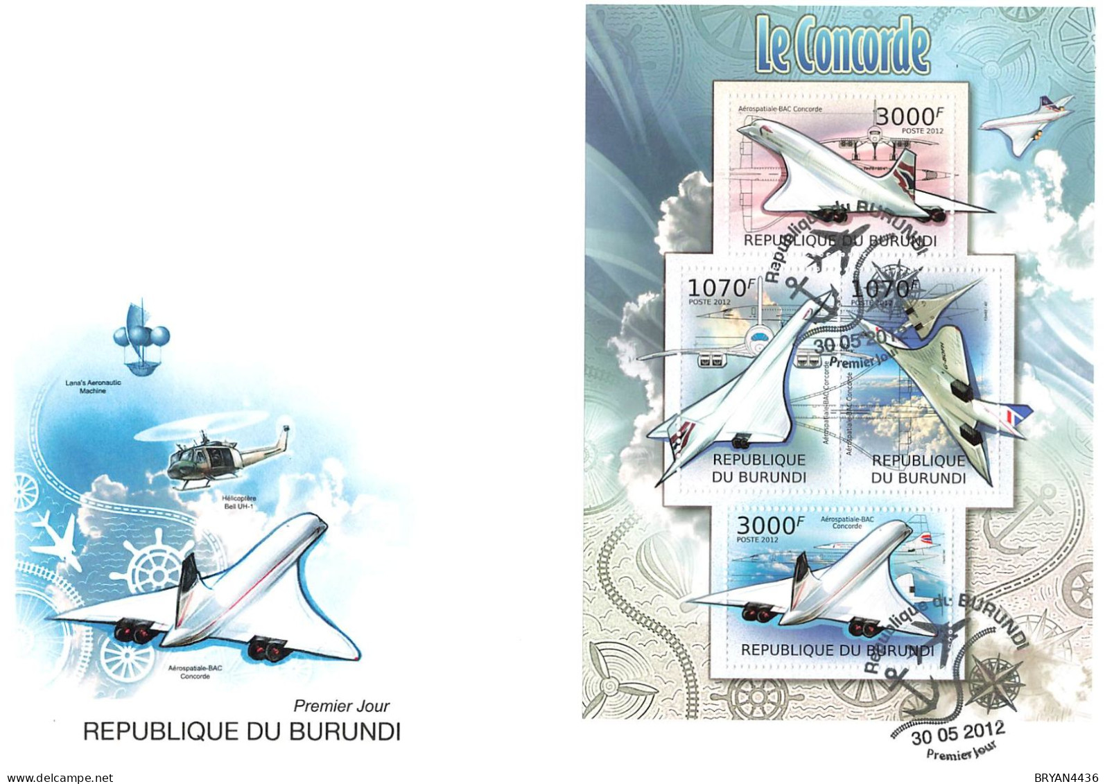 BURUNDI - BLOC FEUILLET CONCORDE Sur LETTRE F.D.C. Format (17 X 23 Cm) - TRES BON ETAT - Blokken & Velletjes