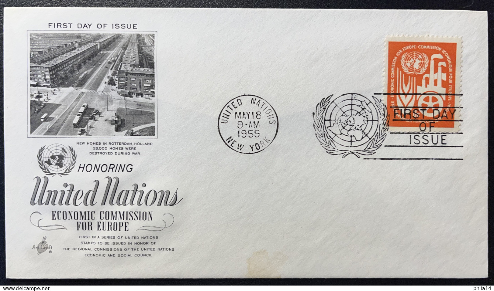 COVER / ONU United Nations FDC NEW YORK 1959 ECONOMIC COMMISSION FOR EUROPE - Lettres & Documents