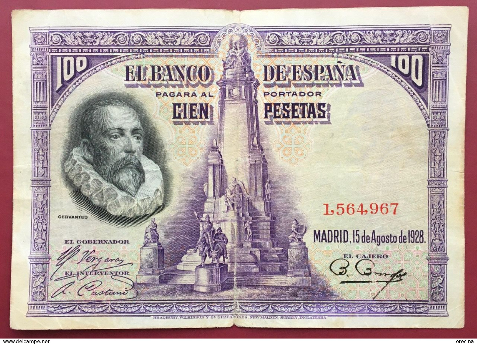 ESPAGNE 100 Pesetas "Cervantes" 15 Aout 1928 P#76 F - 100 Peseten