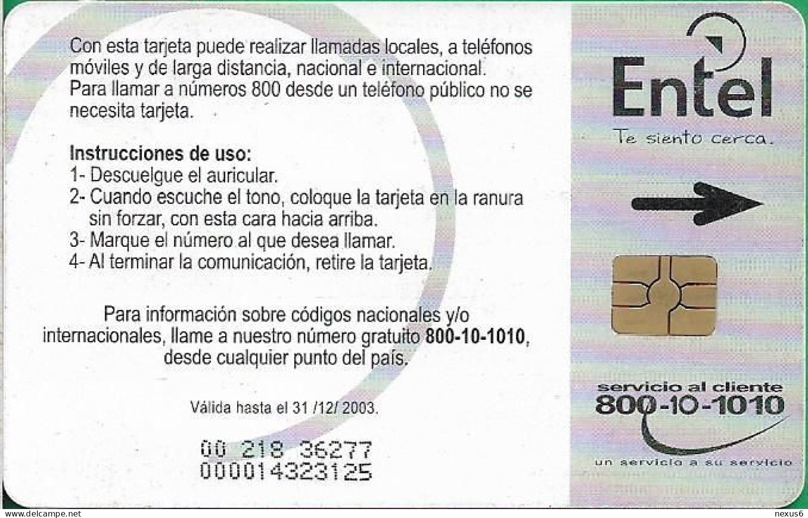 Bolivia - Entel (Chip) - Calendario 2003 - Blanco Y Multicolor, Gem5 Red, 2003, 10Bs, Used - Bolivie