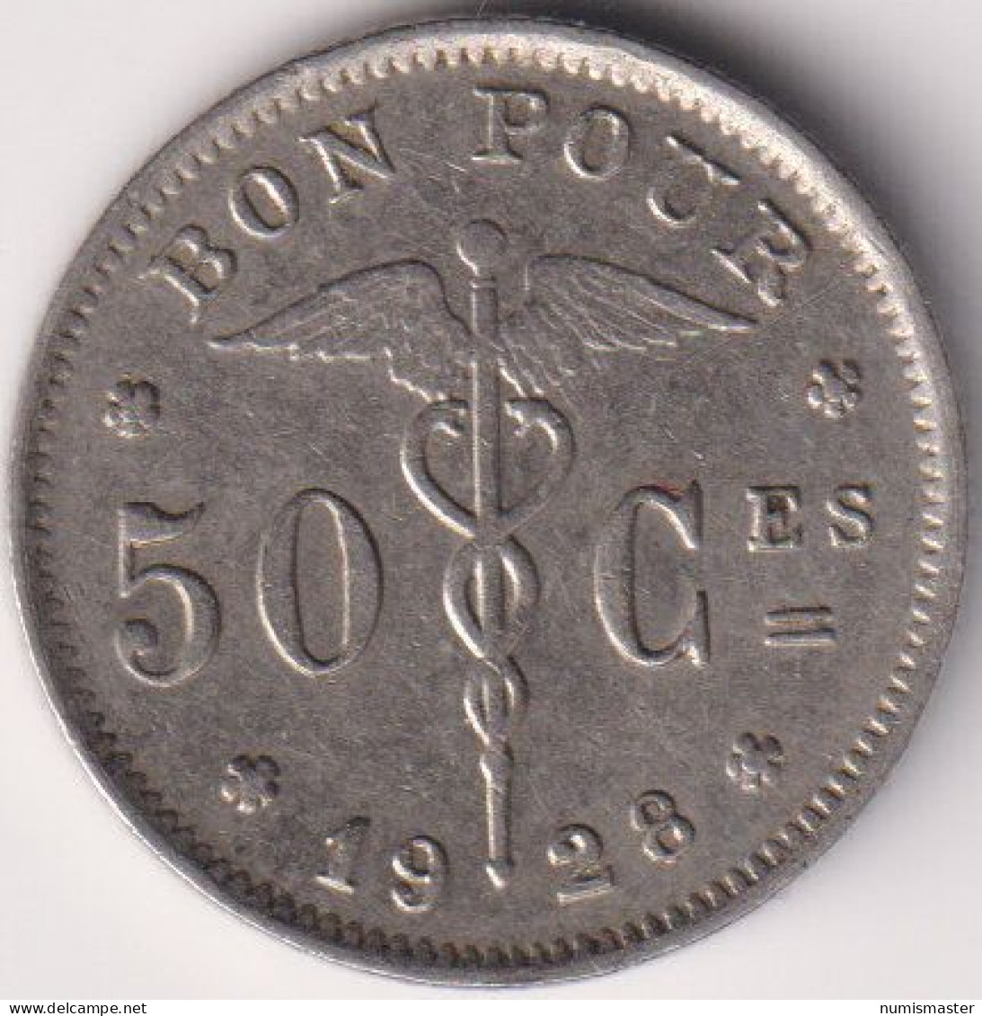 BELGIUM , 50 CENTIMES 1928 , FR - 50 Cents