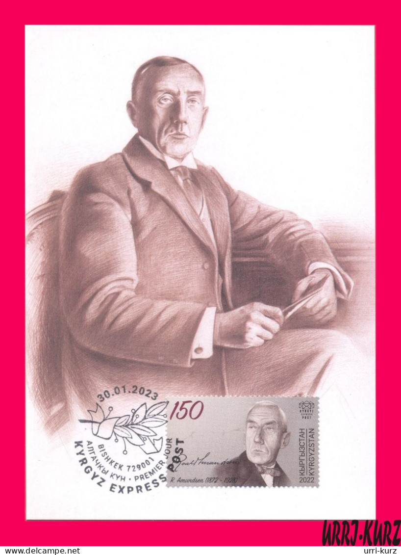 KYRGYZSTAN 2022-2023 Famous People Norway Polar Explorer Roald Amundsen (1872-1928) 1v Mi KEP191 Maxicard Maximum Card - Kirghizistan