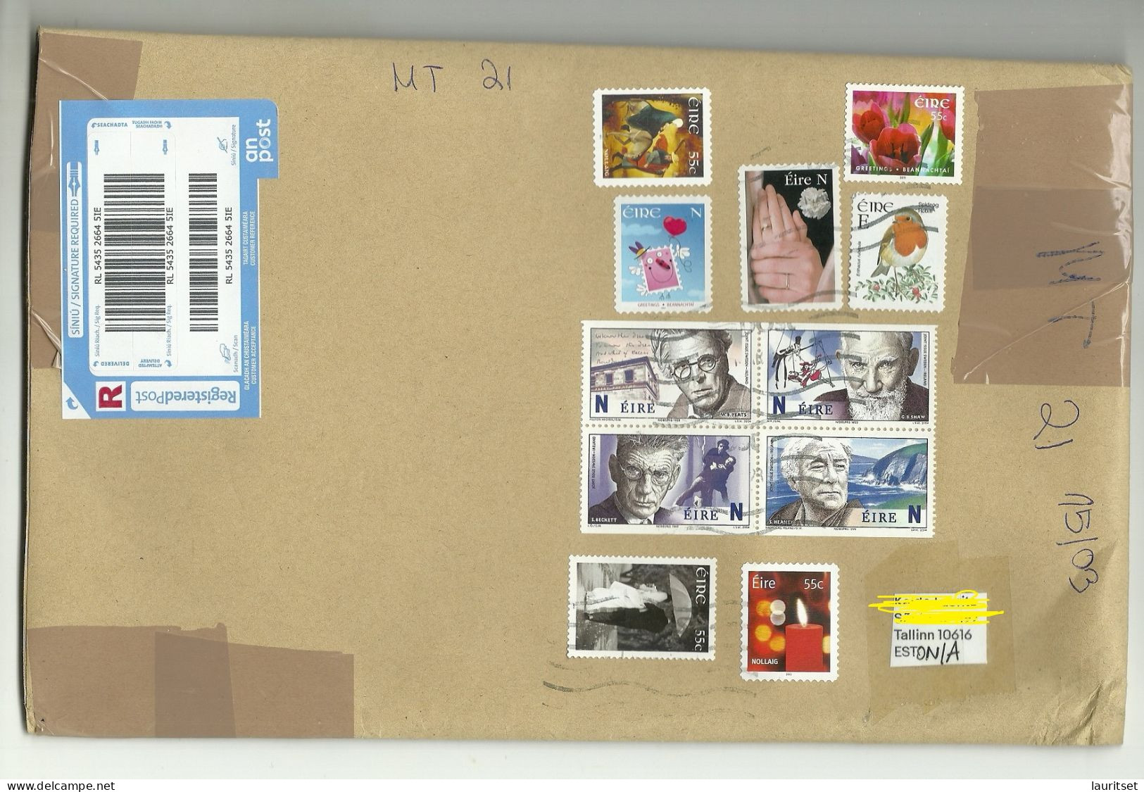 IRLAND IRELAND 2023 Self-made Registered Cover To Estonia With Many Nice Stamps - Lettres & Documents