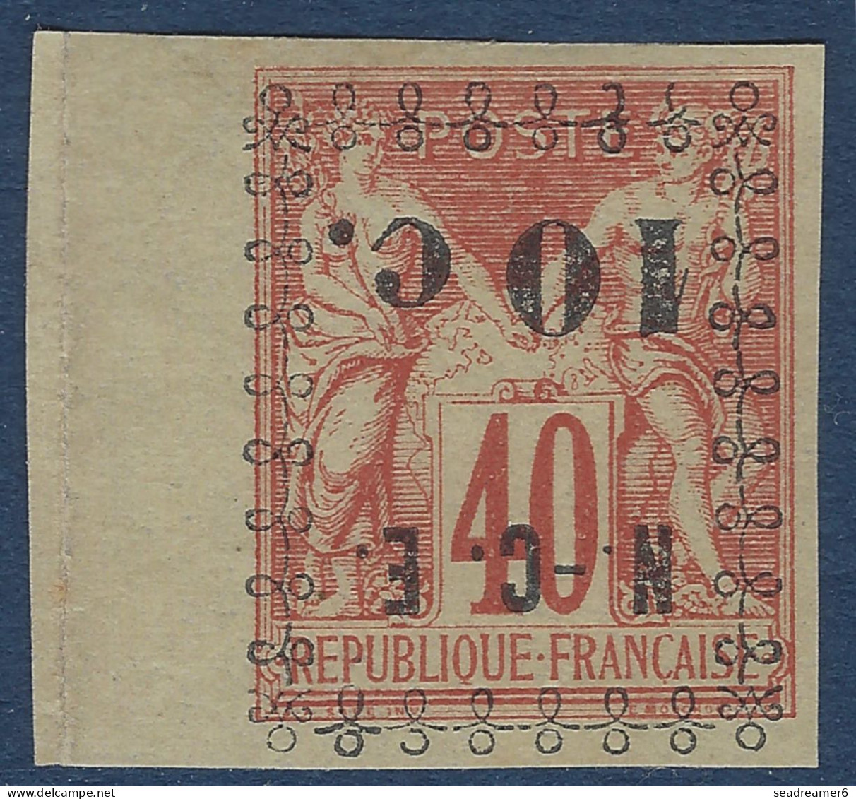 Nouvelle Caledonie N°11a (  ) 10c Sur 40c Rouge Orange Petit BDFeuille Variété Surcharge Renversée TTB - Unused Stamps