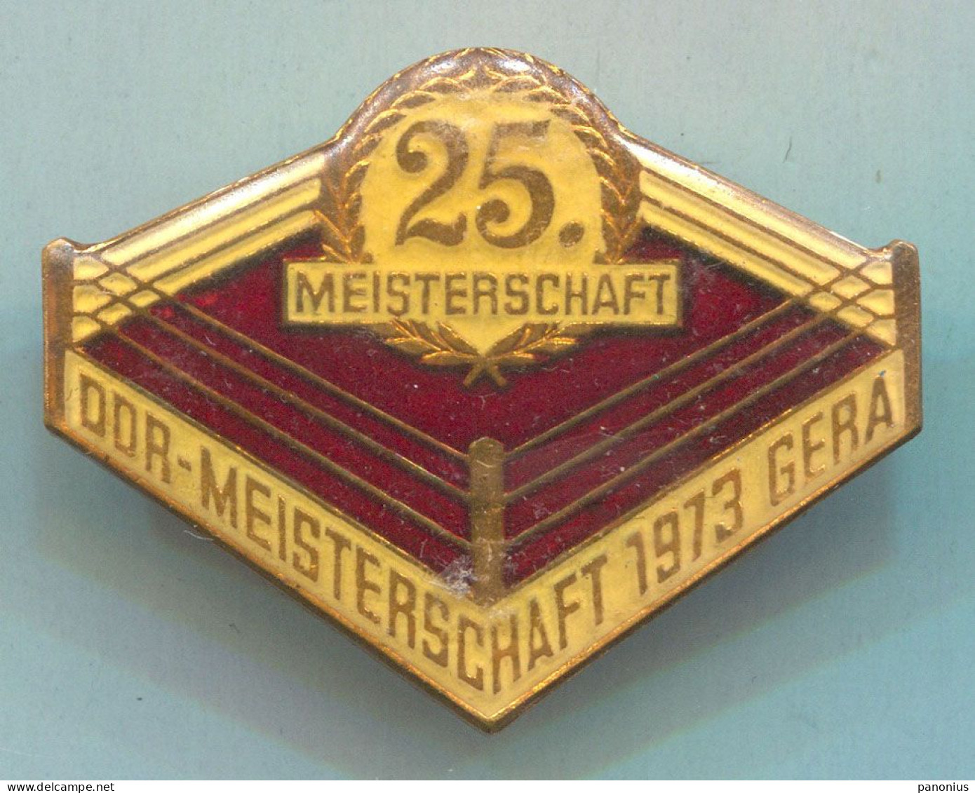 Boxing Box Boxe Pugilato - 25th DDR Championship 1973, East Germany Gera, Vintage Pin, Big Badge, Abzeichen 40x35mm - Boxeo