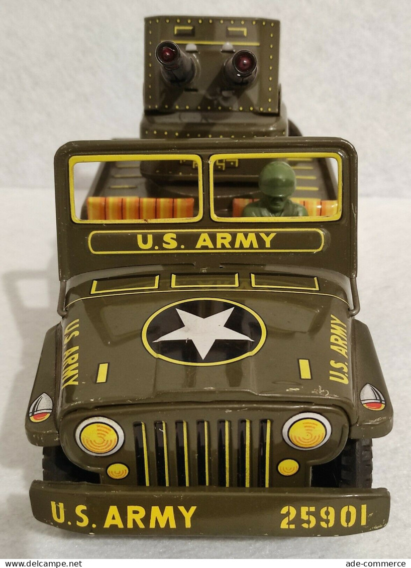 Jeep U.S. Army 25901 Made In Japan - Giocattolo Latta Batteria - Vintage - Autres & Non Classés