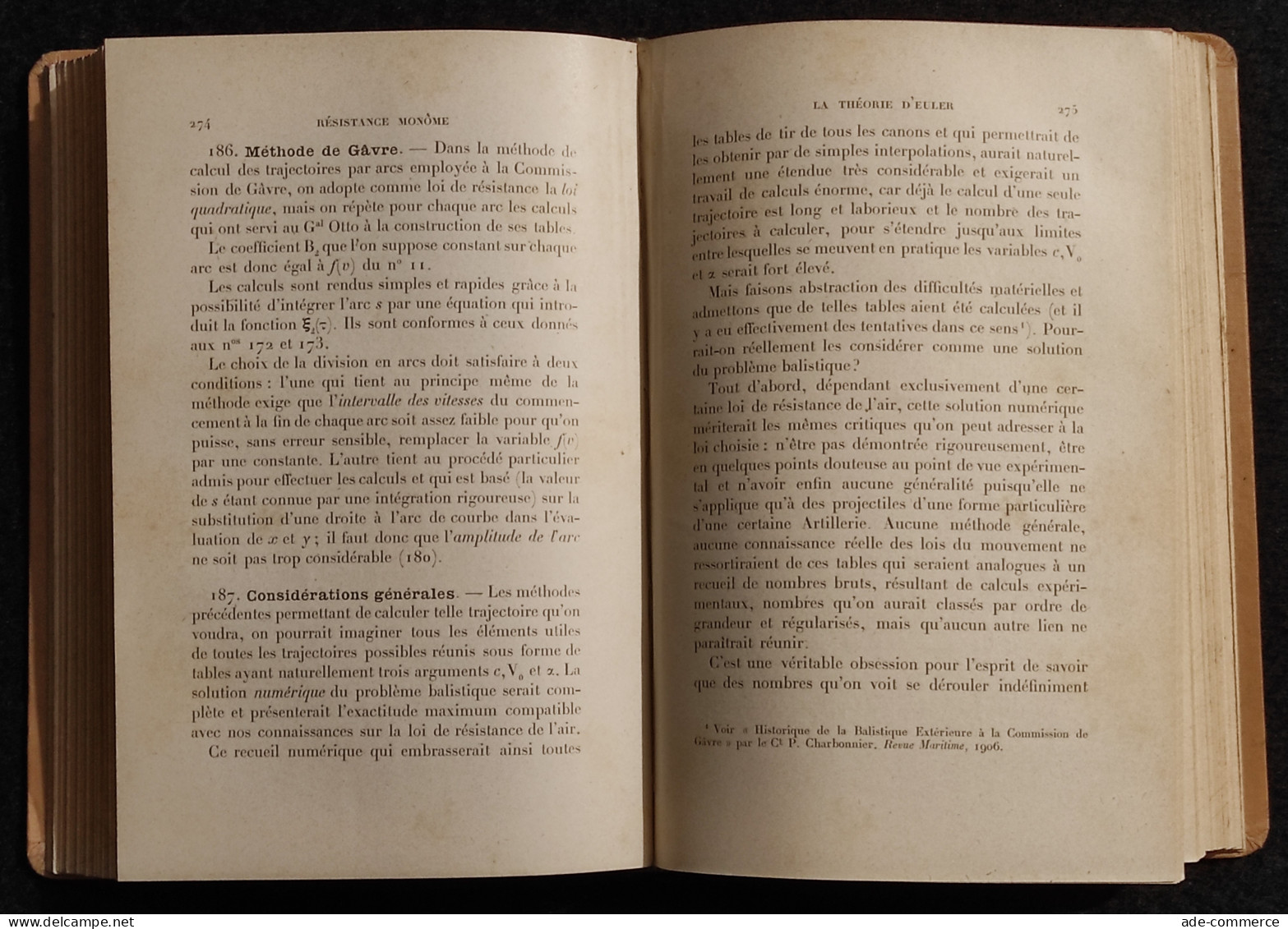 Balistique Extérieure Rationnelle - Ed. O. Doin - Com. Charbonnier - 1907 - Mathématiques Et Physique