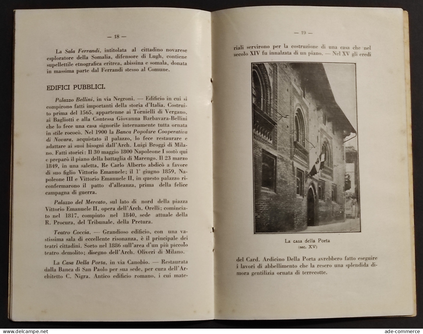 Brevissima Guida Di Novara Dedicata Ai Congressisti - 1937 - Toerisme, Reizen