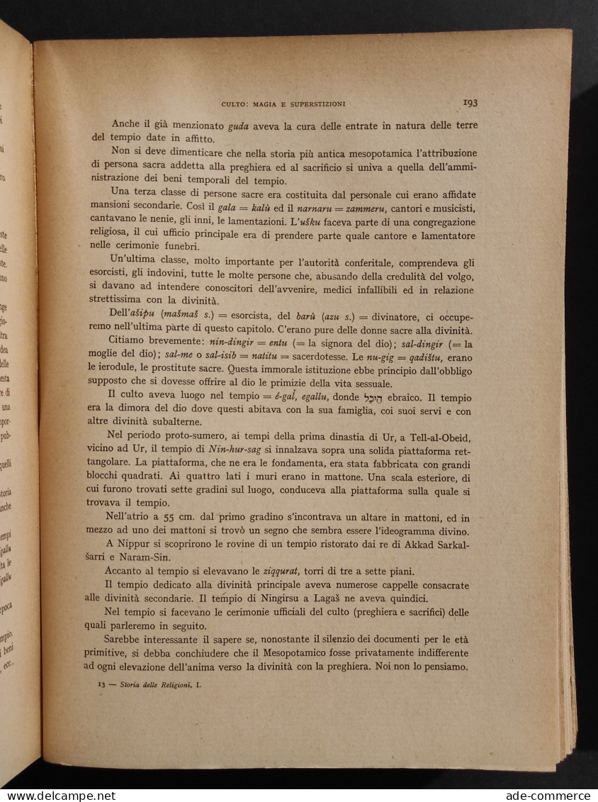 Storia Delle Religioni - P. T. Venturi - Ed. UTET - 1944 - 2 Vol - Religion