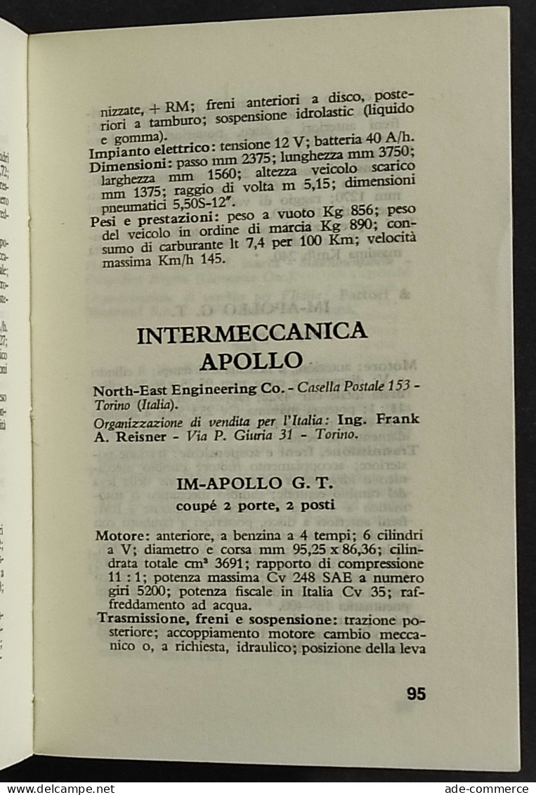 Caratteristiche Tecniche Degli Autoveicoli Esposti - 45° Salone - 1963 - Engines