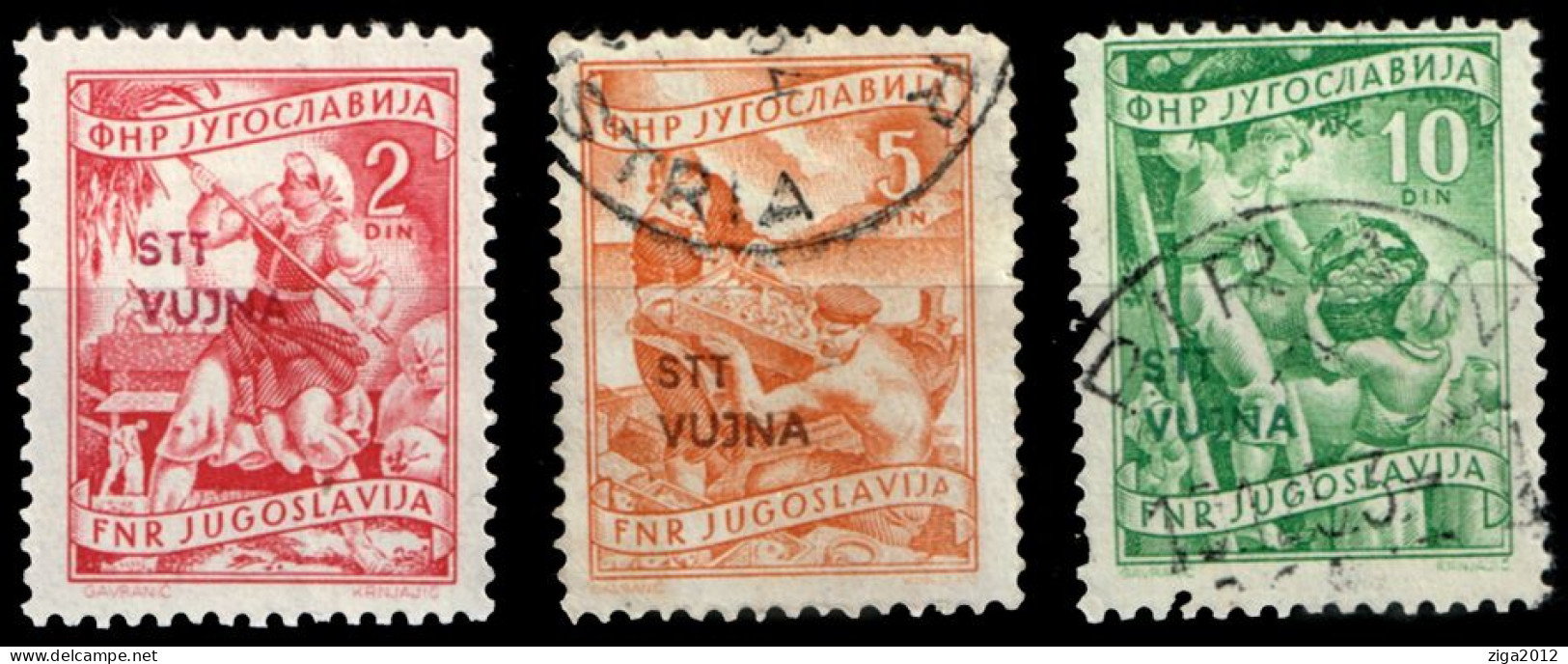 TRIESTE B  FRANCOBOLLI USATI SOVRASTAMPATI STT VUJNA DEL 1953 (LEGGI DESCRIZIONE) - Used